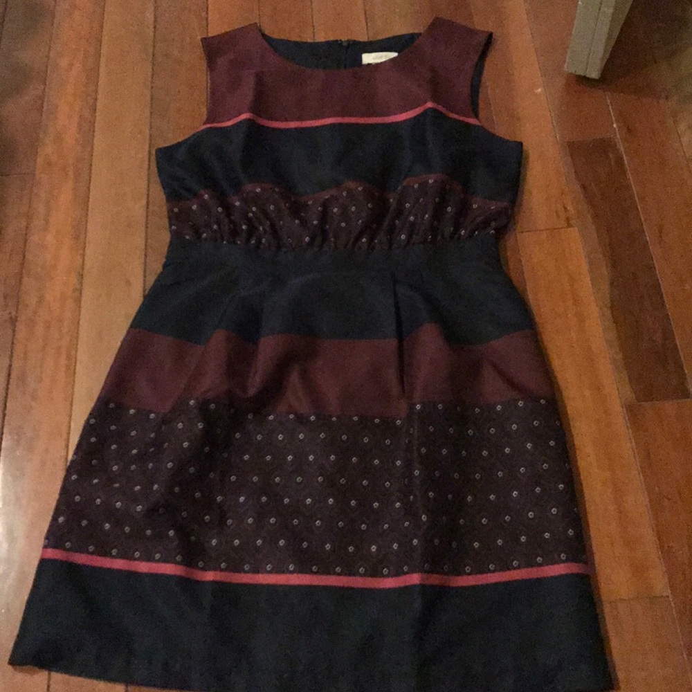 Navy and Maroon A-Line Work Dress